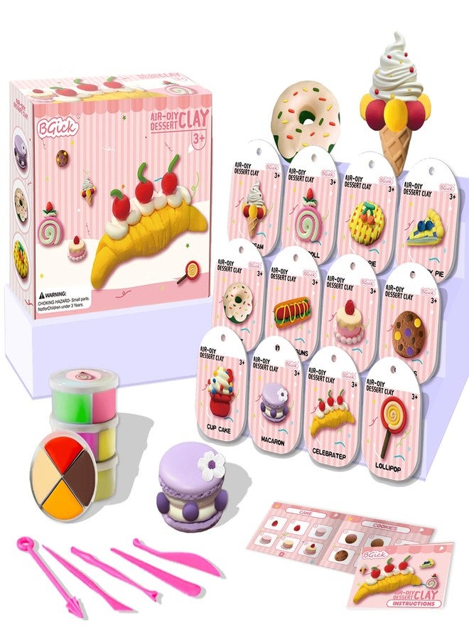 BGick Air Dry Clay for Kids, Cake Themed, DIY Model Magic Clay with Sculpting Tools and Tutorials, 12 Boxes Modeling Magic Soft Clay Art Sculpting Supplies, Arts and Crafts Gift for Kids - Image 1